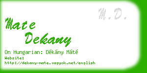 mate dekany business card