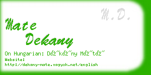 mate dekany business card